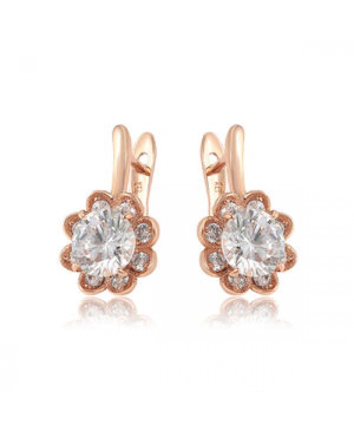 Jewelry 80114 Xuping 2020 Fashion Rose Gold Color Flower Shaped Stud Earrings Jewelry For Girl