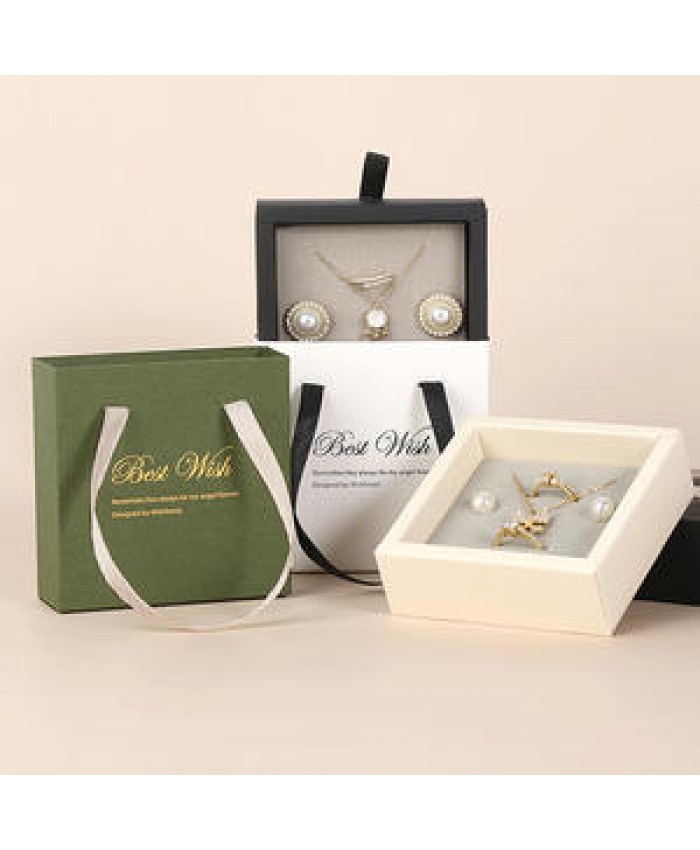 Jewelry Custom Paper Drawer Sliding Jewelry Gift Box Necklace Earring Bracelet Ring Jewelry Packaging Box