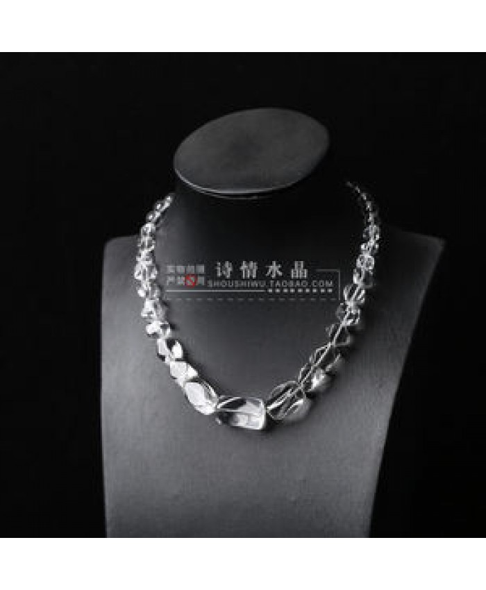 Bohemian Jewelry Natural Stone Necklace Square Crystal Glass Rosary Chain Necklace Women White Druzy Pendant Necklace