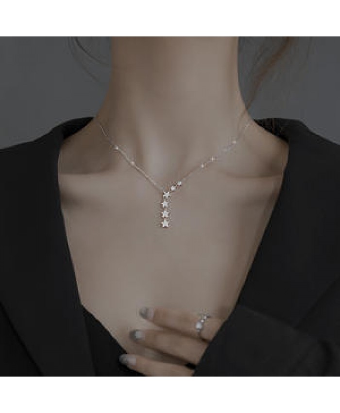 925 Sterling Silver Star Necklace Light Luxury Niche 2021 New Female Clavicle Chain Design Simple Fashion Jewelry