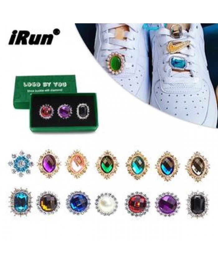 iRun Custom Luxurious Bling Rhinestone Metal Clip Crystal Shoelaces Charms Shoes Jewelry Accessories for Sport Shoes Accessories