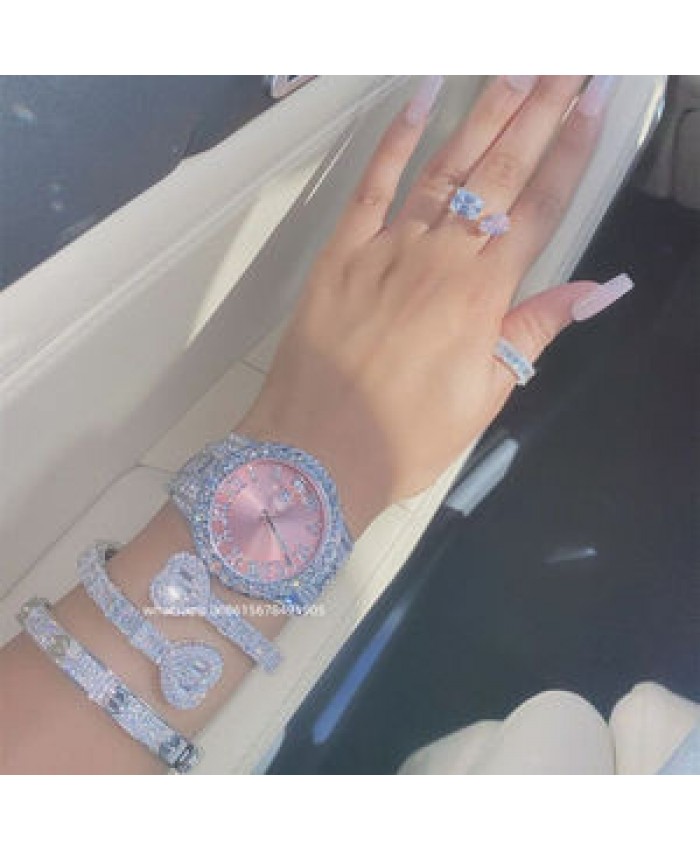 Foxi Stainless Steel Luxury Wristwatches Hip Hop Jewelry Icy Diamond Quartz Watches for Men Women