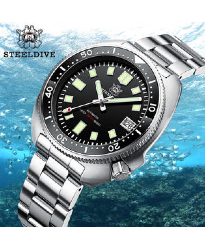 Factory Price! SD1970 SteelDive Stainless Steel Bracelet 20ATM NH35 Automatic Diver Watch