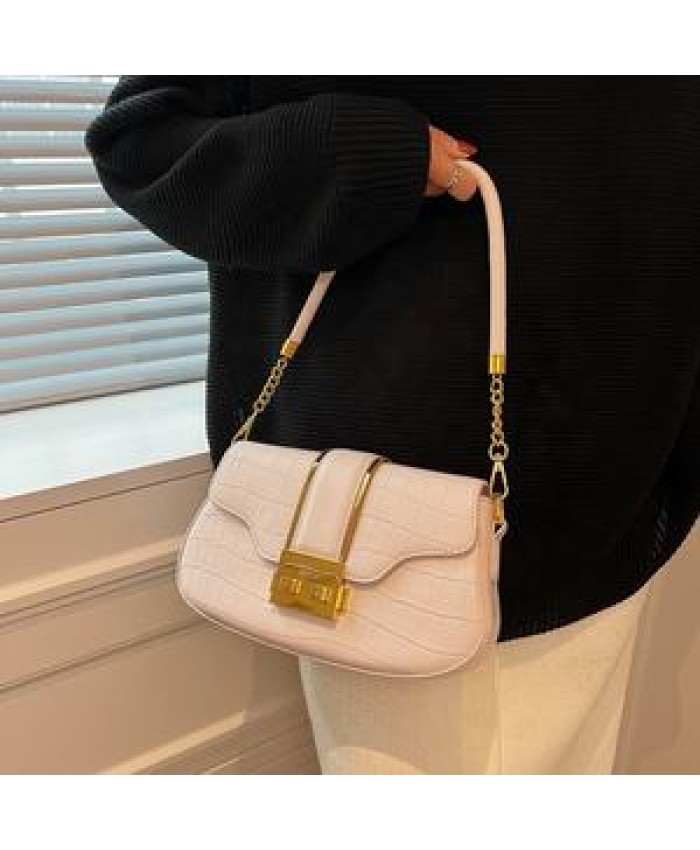 Suka Fashion Trending Crocodile pattern Handbags For Women Leather Clutch Bags Retro Casual Chains Shoulder Purses And Handbags