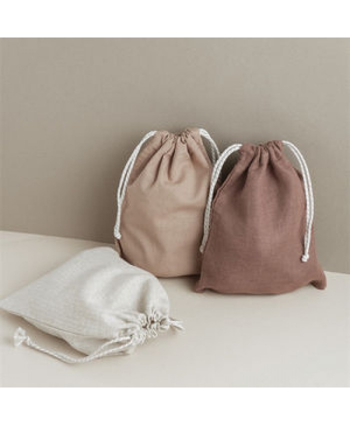 Durable custom logo printed organic cotton canvas drawstring bag jewelry pouch