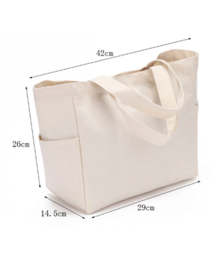 Eco cotton tote bag with multiple pockets canvas bag custom logo