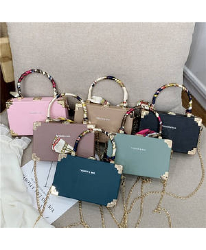 2020 Fashion new style pu leather crossbody bag with long chain women trendy square box sling purse shoulder bags women handbags
