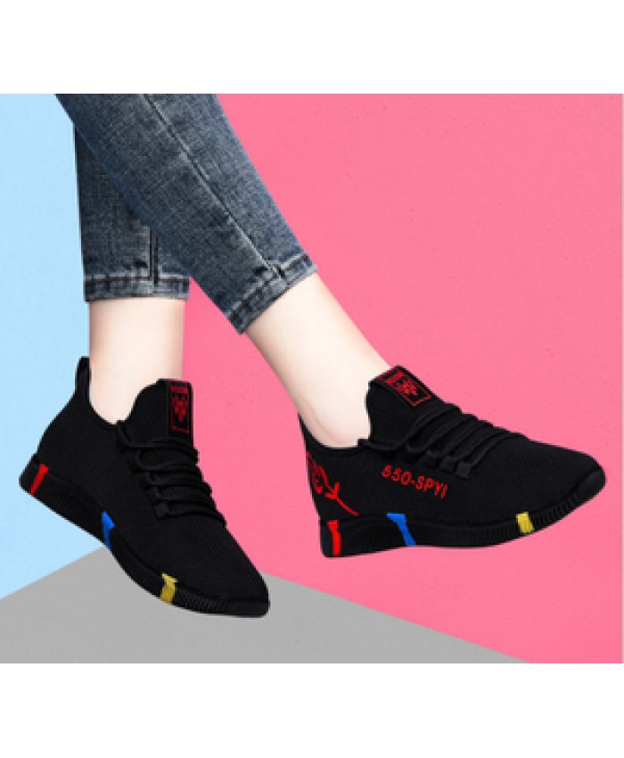 In stock factory Woman cheap breathable custom sock shoes walking sports shoes ladies wedge sneakers
