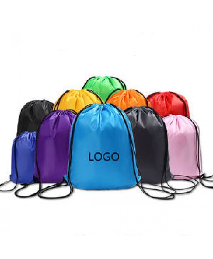 Custom Logo Nylon Draw String Bag Full Color Cinch Backpack Recycled Waterproof 210D Polyester Drawstring Bag