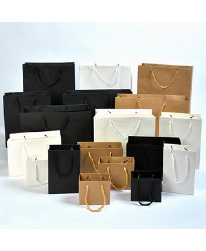 Wholesale Gift Shoes Clothing Packaging Thick Kraft Paper Bag Corporate Tote Large Luxury Paper Shopping Bags With Handles