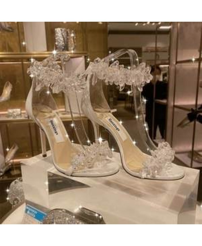 Amazon selling Rhinestone thin heel high-heeled sandals women luxury high-heeled shoes summer pumps white women's shoes for girl