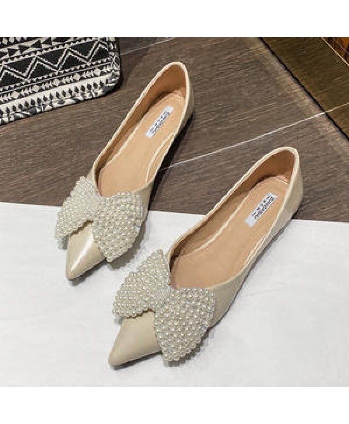 Women's flat sexy pearl women's shoes formal dress dating comfortable ladies casual shoes