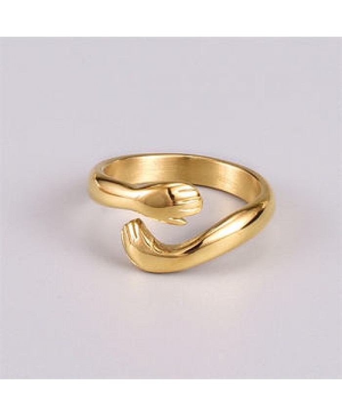 China Factory Wholesale Original Titanium Steel Plated 18K Gold Fashion Jewelry Ring