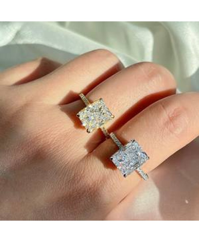 Dylam No Tarnish Free 18K Plated Gold Rings Jewelry Women 8A Cubic Zircon Sterling Silver S925 Jewellery Engagement Wedding Ring