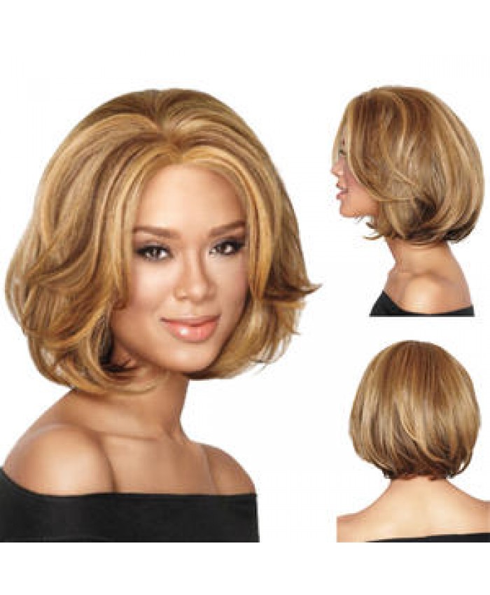 Bob 100% Real Hair Wig Straight Hair Wig 16 Inch Lace Front Wig Hair Brown Mixed Blond Natural Brazil Remy Color Short Wholesale