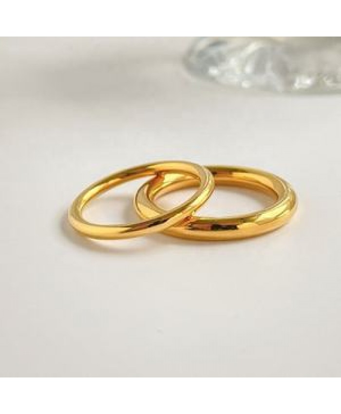 MICCI Wholesale Custom Non Tarnish Free Waterproof Minimalist Jewelry 18K Gold Plated Stainless Steel Circle Wire Finger Ring