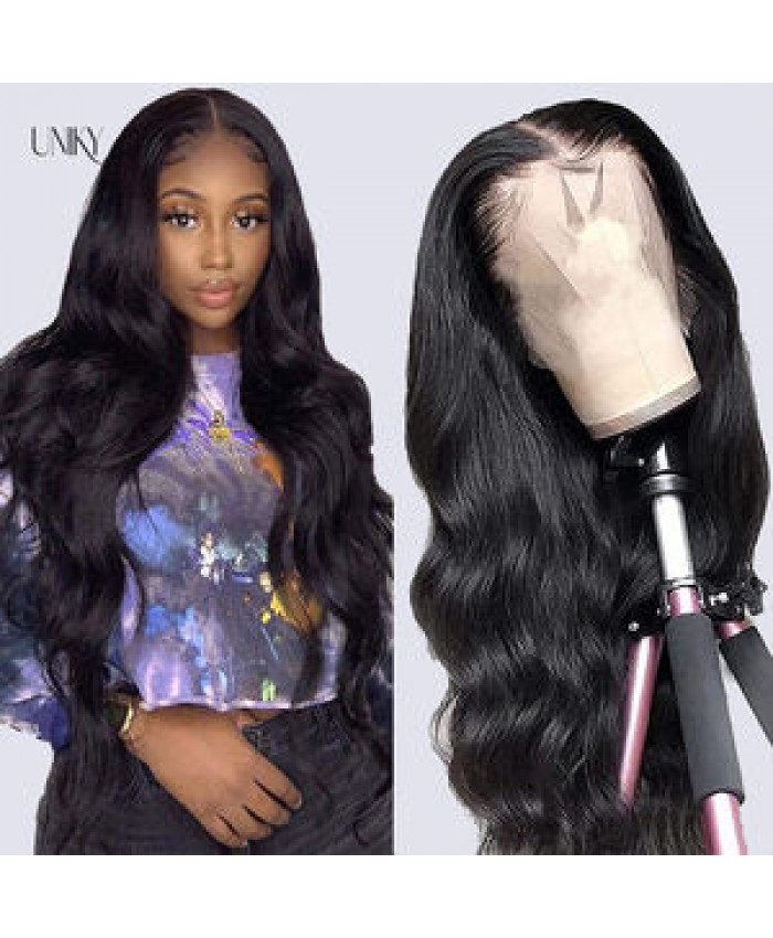 2021 Wholesale Preplucked Hairline Human Hair Wigs,24inch Body Wave Natural Black Virgin Wig,Brazilian Hair HD Lace Frontal Wigs