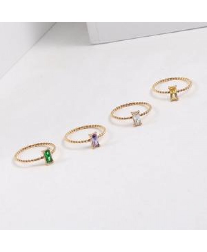 Joolim Jewelry Wholesale 18K Gold Plated Dainty Colorful Zirconia Stainless Steel Ring for Women Trendy 2022 Jewelry