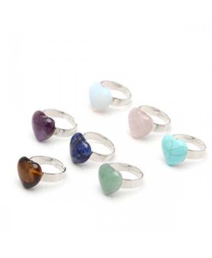 Customization natural stone heart shape open ring for women handmade winding crystal quartz amethyst ring gemstone jewelry