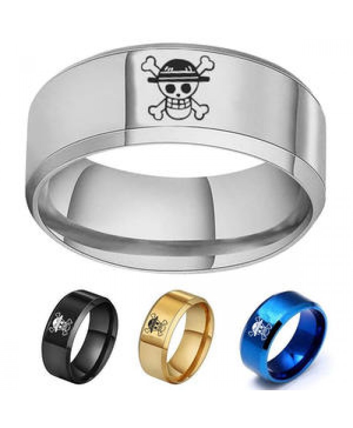 Anime One Piece Ring Stainless Steel Skull Symbol Rings for Women Men Cosplay