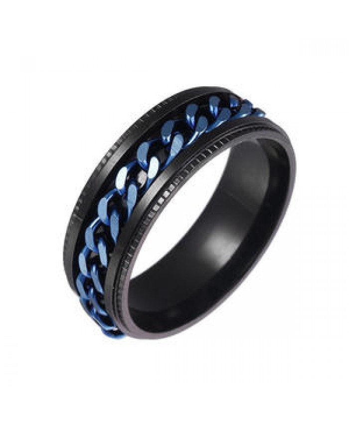 Classic Minimalist Stainless Steel Gold Plated Rotatable Rings Men And Women Twist Cuban Chain Male Rings For Anniversary Gift