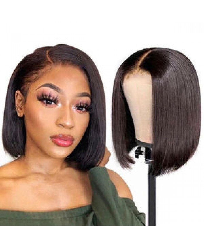 Wholesale Peruvian Bob Human Hair Wig Transparent Glueless Virgin Curly Bob WigsCheap 4*4 Lace Closure Short Bob Wig