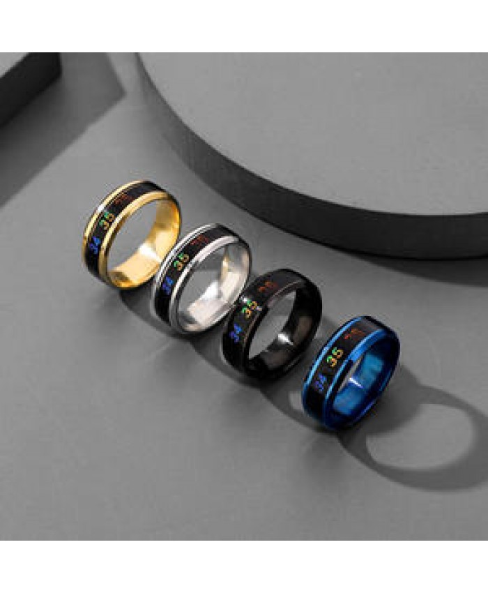 NUORO Fashion Intelligent Changing Temperature Measuring Ring Men And Women Jewelry Stainless Steel Smart Temperature Ring