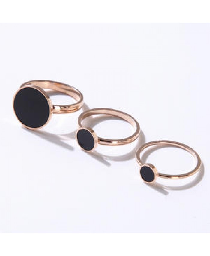 Hot Sale Geometry Thin Ring Shiny Rose Glod Stackable Ring For Women Round Black Titanium steel Ring