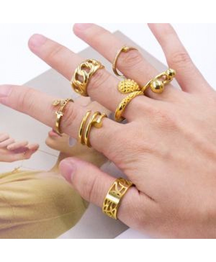 High End 18K Gold Plated Jewelry Trendy Wholesale Tarnish Free Stainless Steel Rings for Women