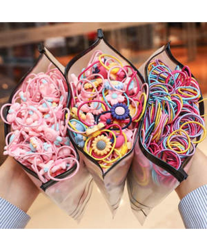 200 Pcs/20pcs Bag Children Cute Candy Color Fancy Rubber Hair Ties Set Girls Hair Accessories Elastic Hair Bands for Kids