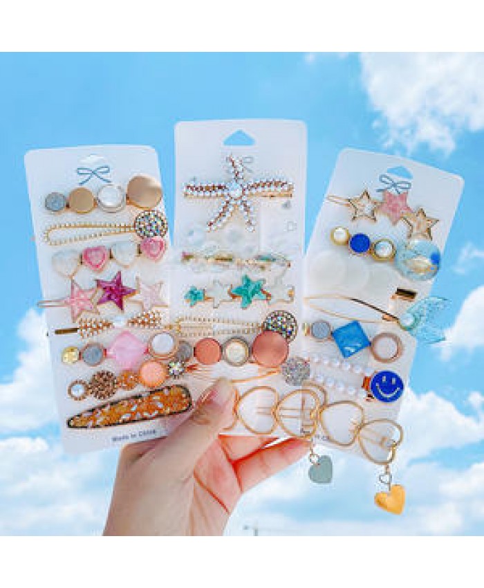Tracy & Herry Wholesale Fashion Women Rhinestone Hair Clip Pearl Bobby Hairpin Barrette Hair Clip Sets for women girls