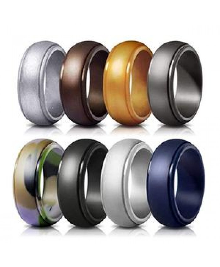 Amazon Best Seller Silicone Ring Step Edge Wedding Band Silicone Sports Rings for Men