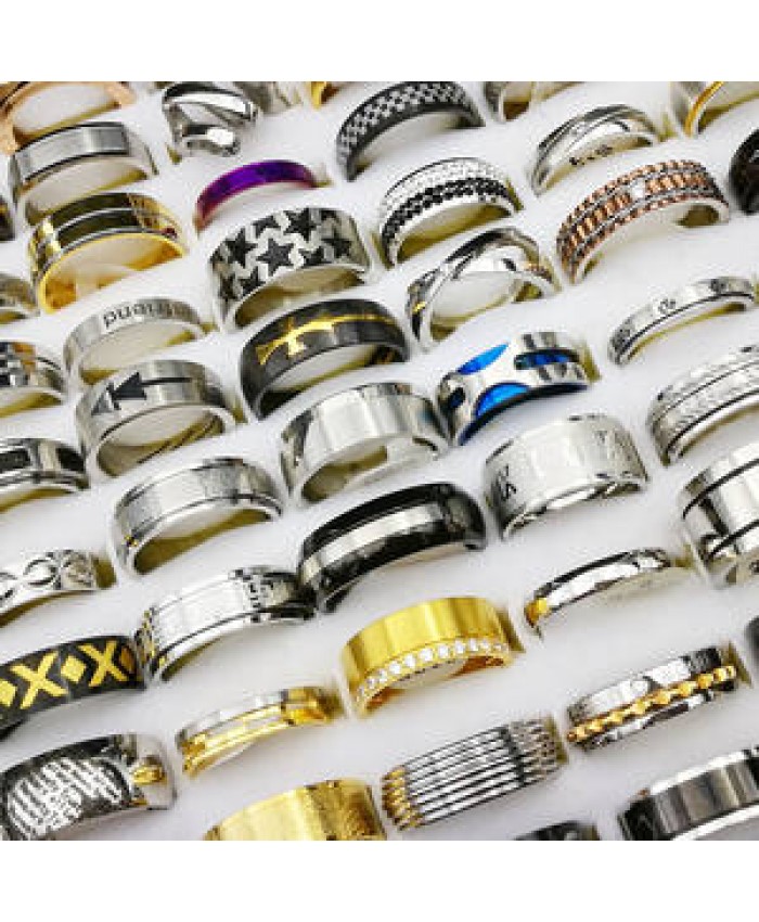 Wholesale Super Cheap Rings 100 Pieces Rings 30$ Men Women's Stainless Steel Ring Bracelet Mixed Batch
