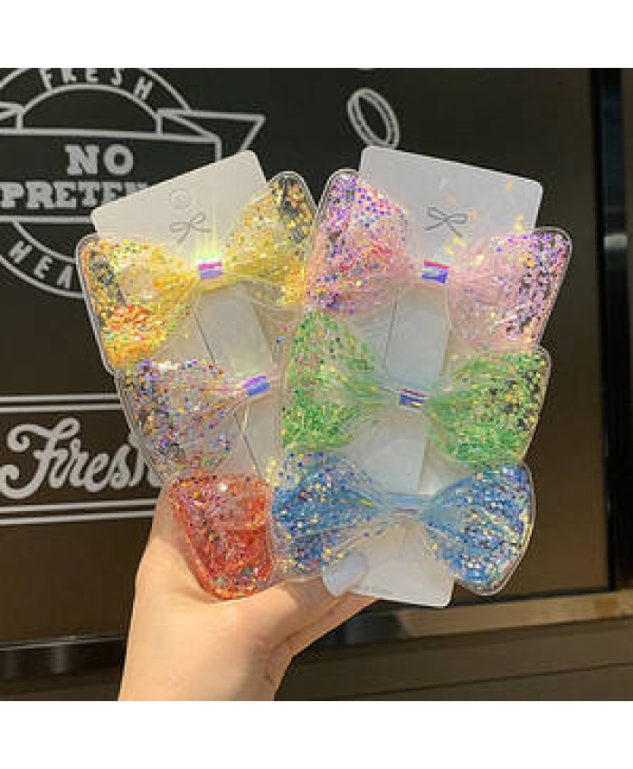 2021 Summer Hair Clips Cute hairpin children's large bow hairpin transparent Girls hair accessories