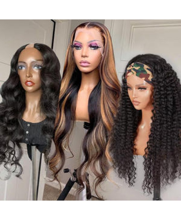 Wholesale 100% Virgin Peruvian Deep Curly Wave Hair HD Swiss Lace Front Wigs , 13x4 13x6 360 Full Lace Frontal Human Hair Wigs