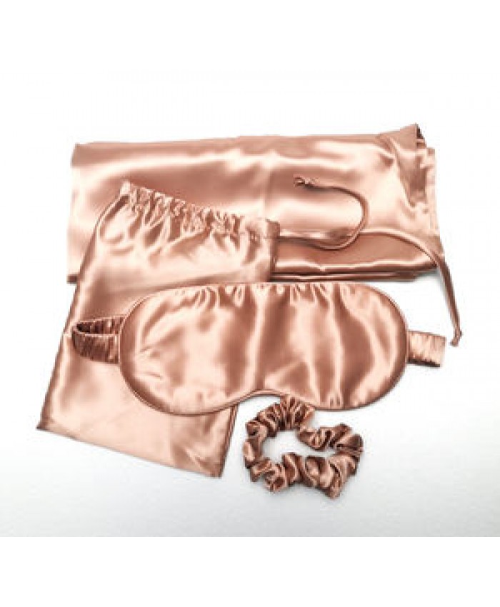 silk hair pillowcase eye mask sets 100% silk satin cross wide headband for women hair accessories set