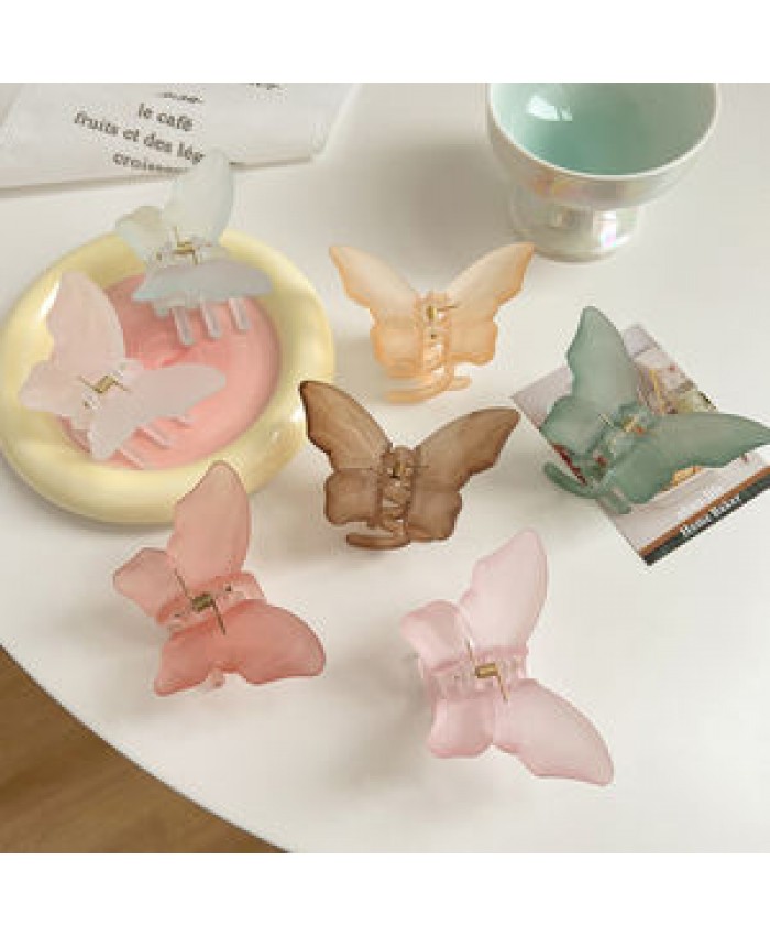 2022 Fashion Elegant Candy Color Middle Hair Clamp Matte Butterfly Hair Claw Clips For Woman Girls Daily Accessories
