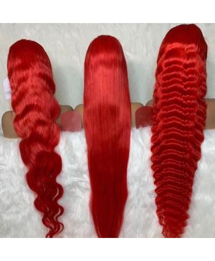Wholesale Price Red Colored Body Wave Brazilian Human Hair Wigs Pre Plucked 13x6 Lace Front Wig For Women Remy Lace Front Wigs