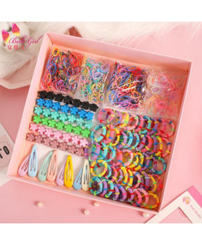 BELLEGIRL 2022 custom package new boxes hair accessories diy by customer baby kids elastic rubber band acrylic flower hair clip