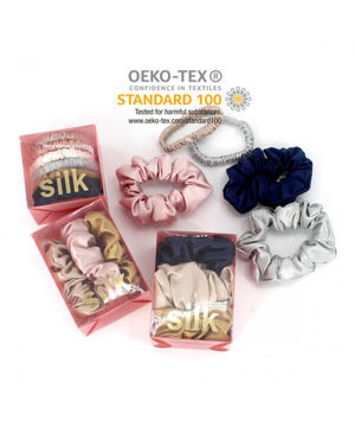 Wholesale 3.5cm Silk Stain Oversized Scrunchies 100% Silk Mulberry Hair Accessories Set Pink Mulberry Silk Scrunchie