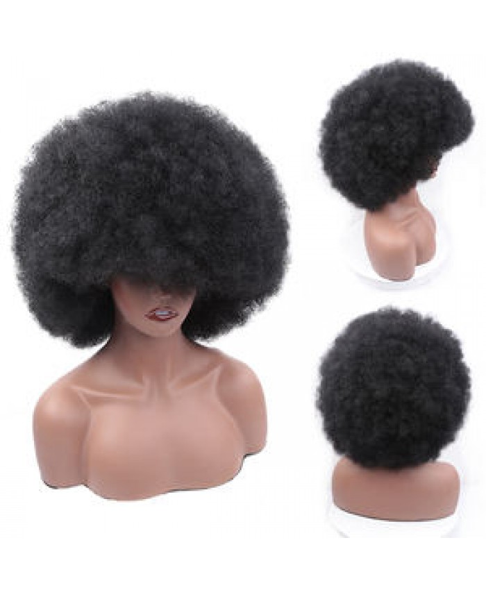 2022 Cheap Wholesale Hair 70S Big Size Puff Kinky Curly Wave Short Wig High Temperature Synthetic Afro Wigs For Black Women