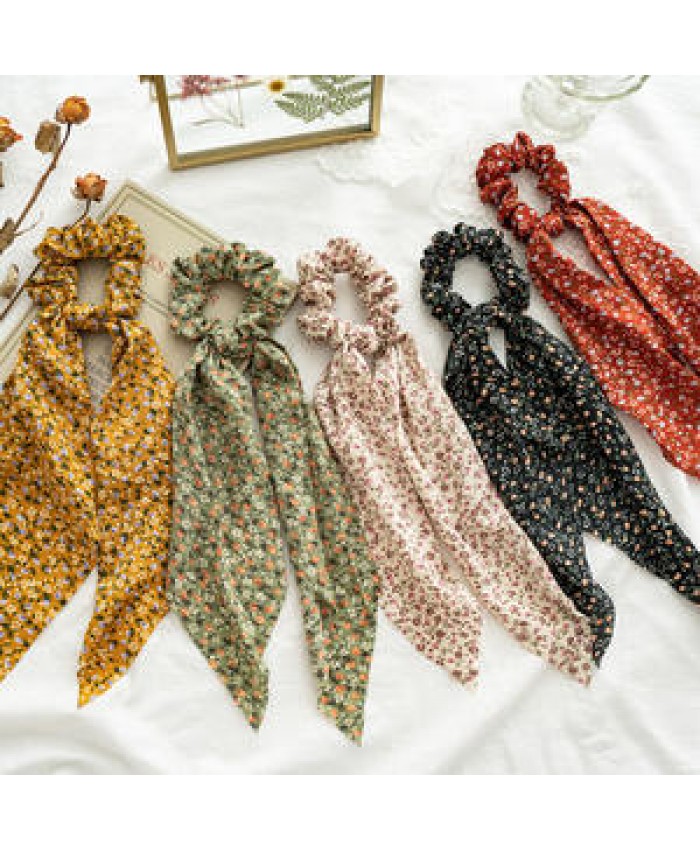 2021 New Big Bow Streamer Tassel Hair Scrunchie For Women Hair Accessories Ladies Tie Hair Ponytail Large Intestine Circle