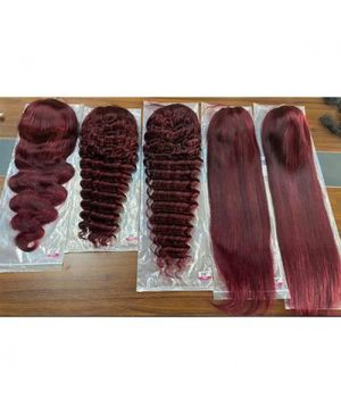 Factory Spot Wholesale Virgin Brazilian Transparent HD Full Lace Human Hair Wig Green Red Orange Brown Colored Lace Frontal Wigs