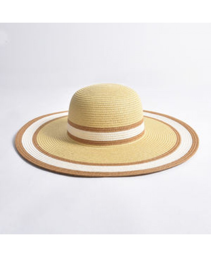 Leisure Ladies Beach Women Summer Beach floppy straw Hat Flower Ribbon Elegant Wide Brim Straw floppy Hat