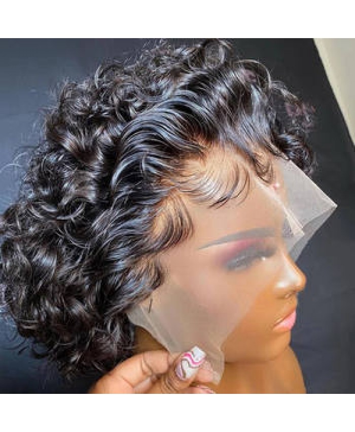 Perruque Brazilian Short Pixie Cut Curly Lace Front Wig For Black Women Human Hair Pixie Curls Closure Wig Tpart Pixie Wigs
