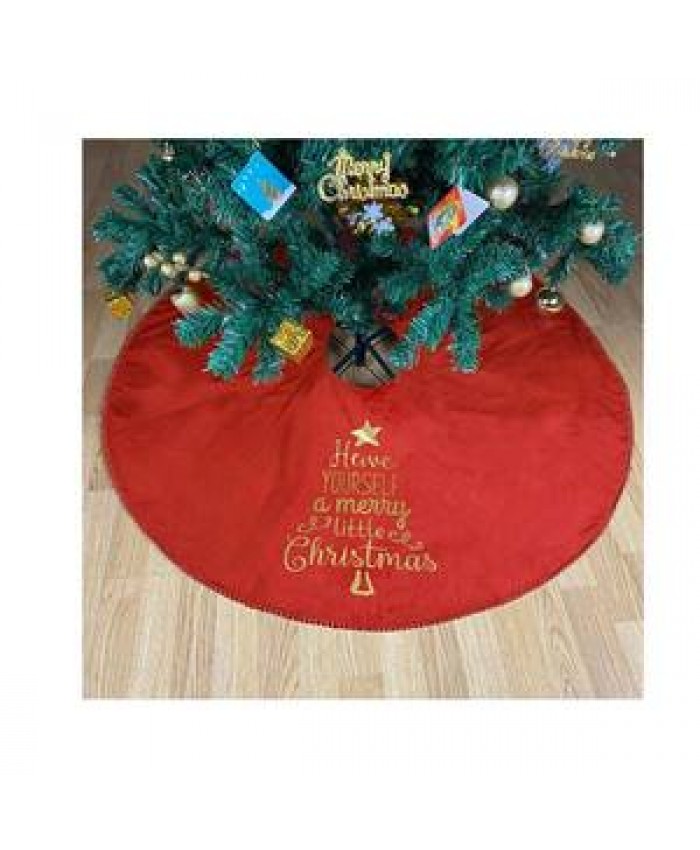 Hot sales custom logo cheap price high quality personalized tree skirt for christmas with red fabric