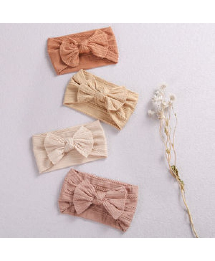 32 colors Nylon Bow Headband Cable Knit Solid Wide Nylon Headbands Turban Baby Girls Hair Accessories
