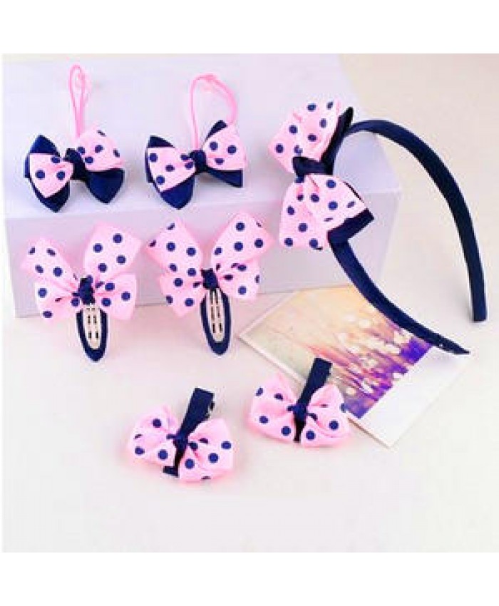 7Pcs Headwear Set Kids Baby Bows Headbands Hair Clips for Girls Barrettes Elastic Hair Bands Baby girl Hair Accessories