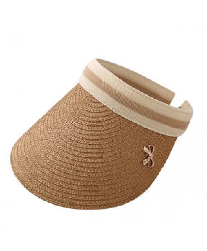 New Fashion Summer Outdoor Sports Sun Hat Ladies Casual Sunscreen Beach Hat Bowknot Visor Straw Hats for Women