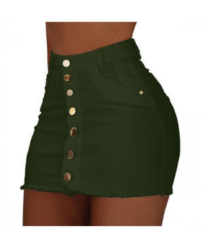 Summer 2022 Women's solid-color pocket skirt fashion trend high-waisted half-length denim skirt